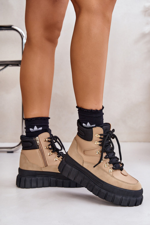 Féminin réchauffer Bottes chaussures avec une plateforme marron Jelenia Féminin réchauffer Bottes chaussures avec une plateforme marron Jelenia