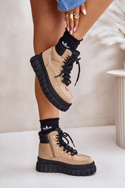 Féminin réchauffer Bottes chaussures avec une plateforme marron Jelenia Féminin réchauffer Bottes chaussures avec une plateforme marron Jelenia