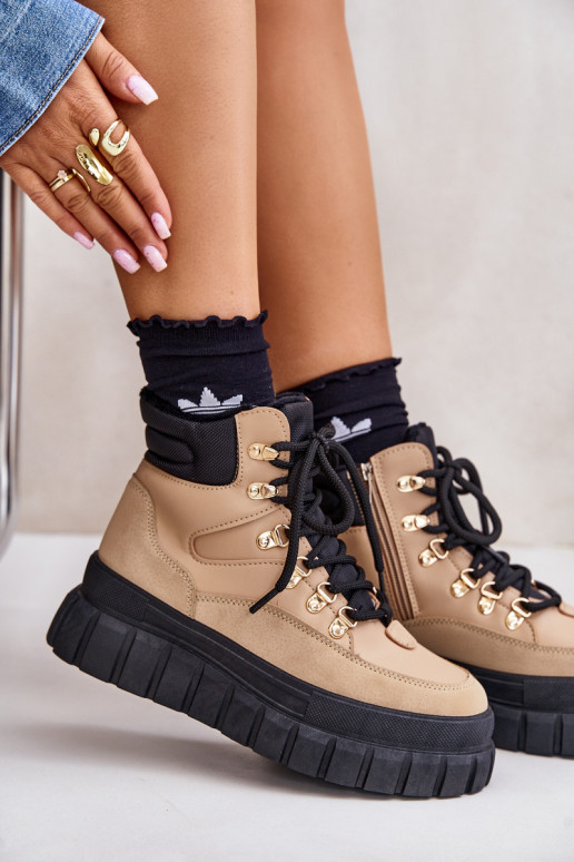 Féminin réchauffer Bottes chaussures avec une plateforme marron Jelenia Féminin réchauffer Bottes chaussures avec une plateforme marron Jelenia