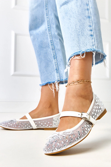 Ballerines blanches en mesh avec cristaux Elasida