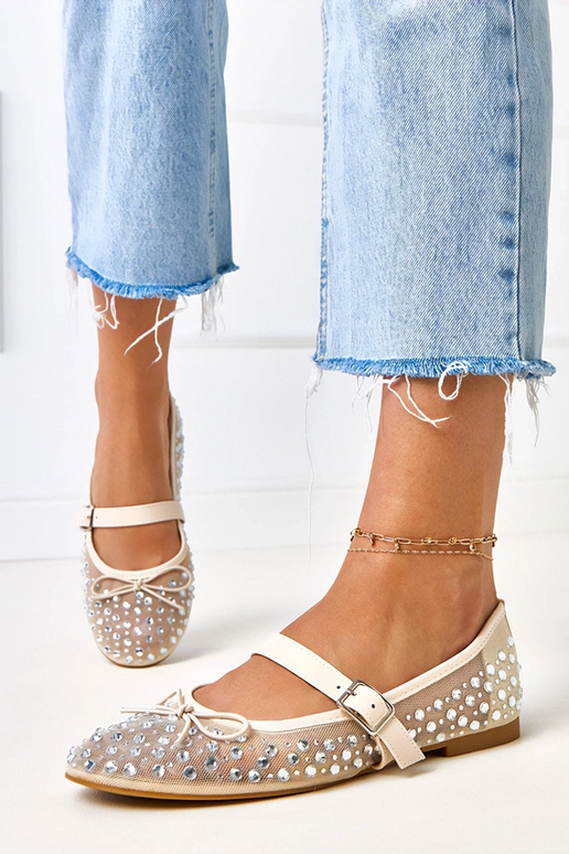 Ballerines beiges en mesh avec...