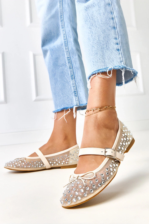 Ballerines beiges en mesh avec...
