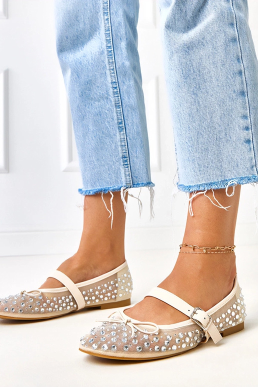 Ballerines beiges en mesh avec...