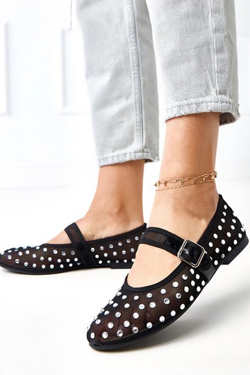 Ballerines noires en mesh avec cristaux Malmo