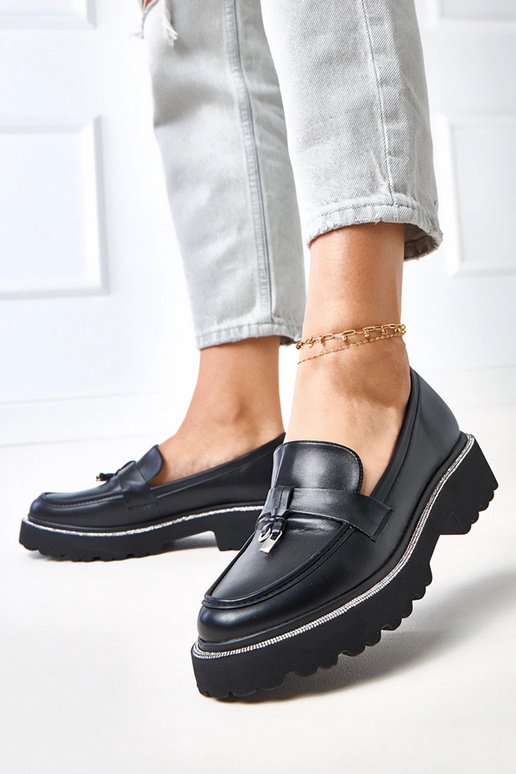 Mocassins noirs ornés de strass Katrena