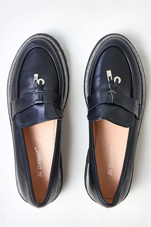 Mocassins noirs ornés de strass Katrena