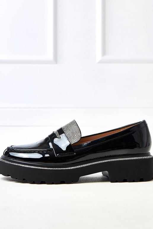 Mocassins noirs vernis ornés de...