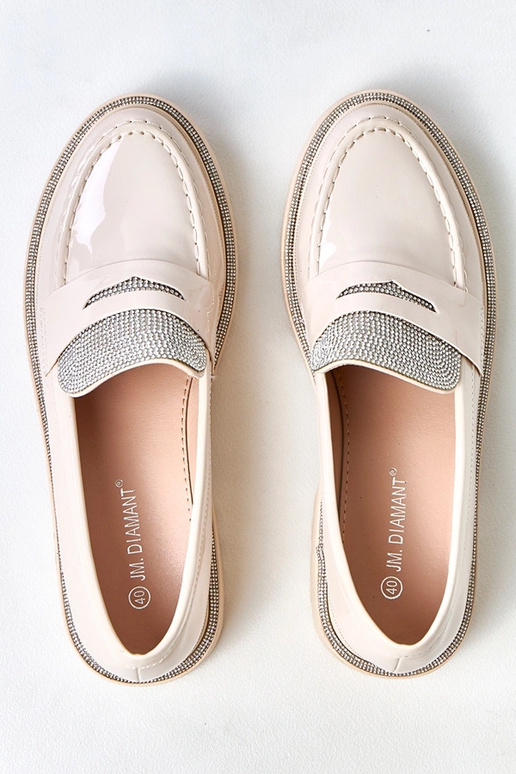 Mocassins beiges vernis ornés de...
