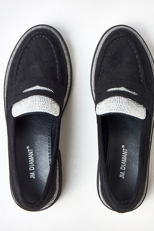 Mocassins noirs en suédine ornés de... Mocassins noirs en suédine ornés de...