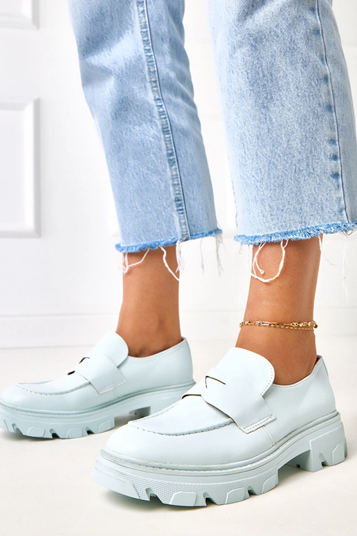 Mocassins bleus pour femmes en simili... Mocassins bleus pour femmes en simili...