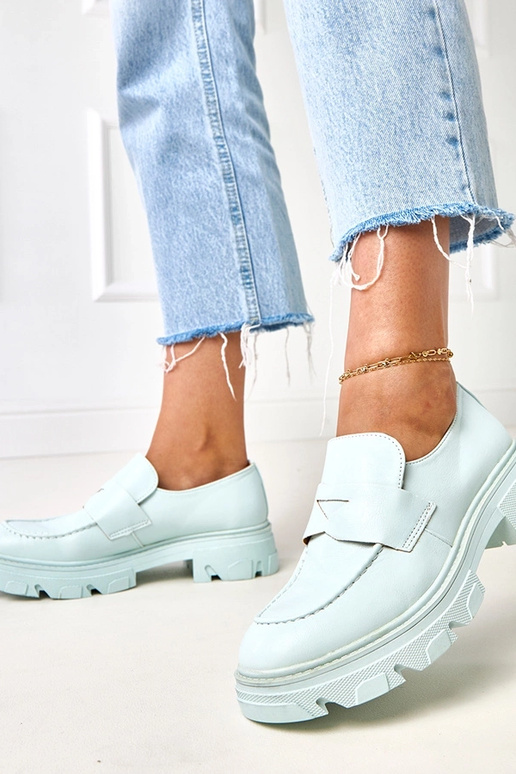 Mocassins bleus pour femmes en simili... Mocassins bleus pour femmes en simili...