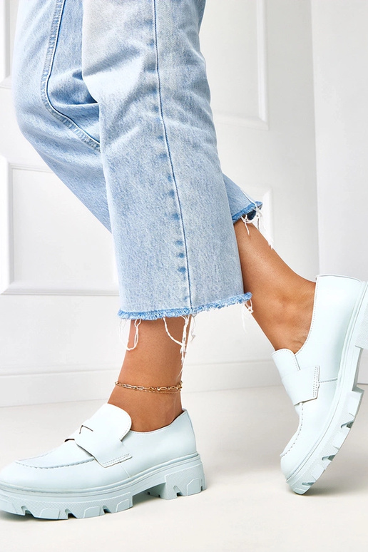 Mocassins bleus pour femmes en simili... Mocassins bleus pour femmes en simili...