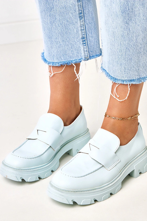 Mocassins bleus pour femmes en simili... Mocassins bleus pour femmes en simili...