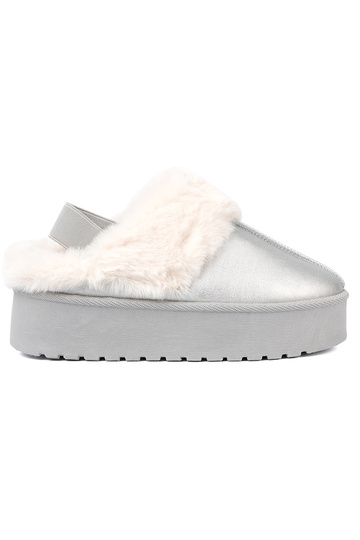 couleur argent Bottes de neige avec un manteau de fourrure i platformą 2