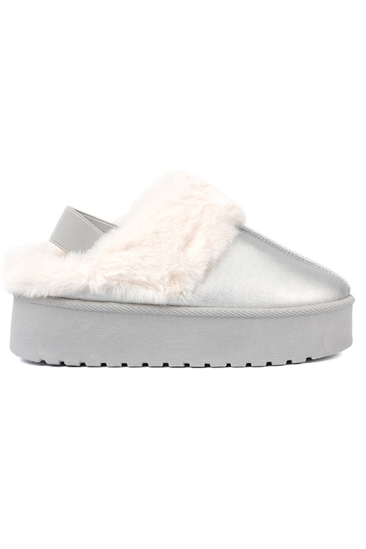 couleur argent Bottes de neige avec un manteau de fourrure i platformą