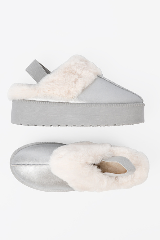 couleur argent Bottes de neige avec un manteau de fourrure i platformą