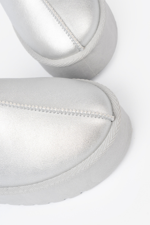 couleur argent Bottes de neige avec un manteau de fourrure i platformą