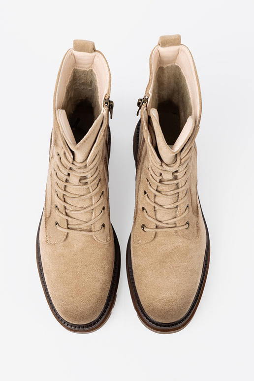 en daim beige bottes d équitation hautes z solidnym bieżnikiem