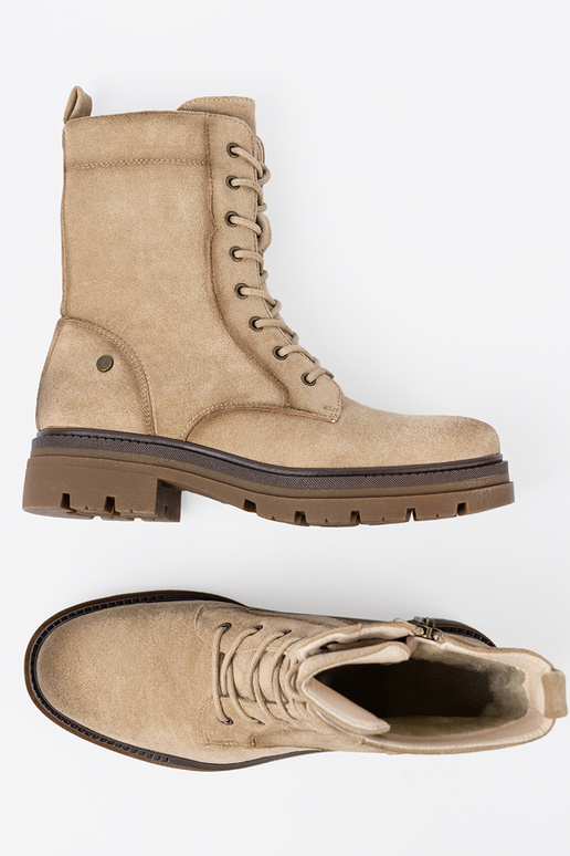 en daim beige bottes d équitation hautes z solidnym bieżnikiem