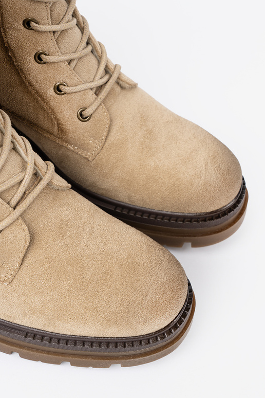 en daim beige bottes d équitation hautes z solidnym bieżnikiem