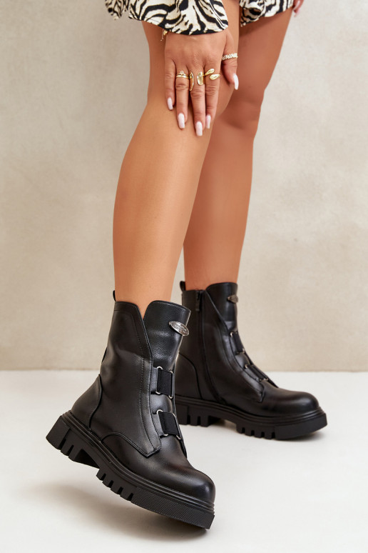 réchauffer Bottines de travail Féminin Au Château Eko Peau couleur noire Il fautilyra