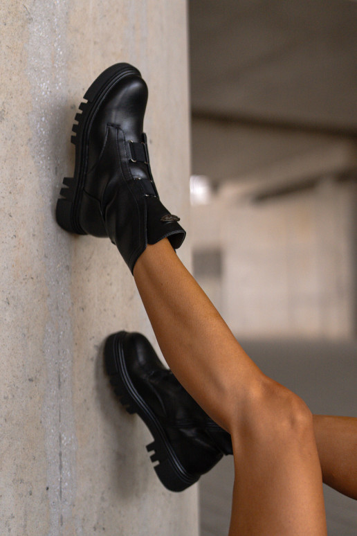 réchauffer Bottines de travail Féminin Au Château Eko Peau couleur noire Il fautilyra