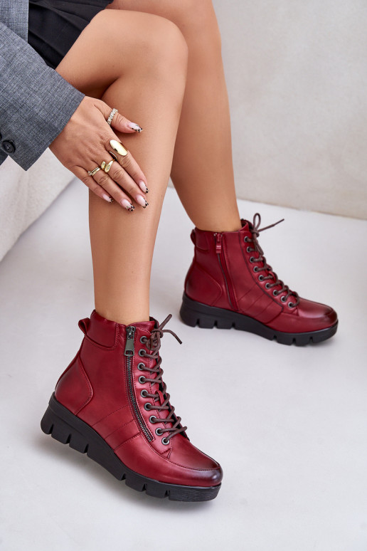 réchauffer Bottes pour femmes avec une plateforme I Koturnie Bourgogne Savindria  réchauffer Bottes pour femmes avec une plateforme I Koturnie Bourgogne Savindria