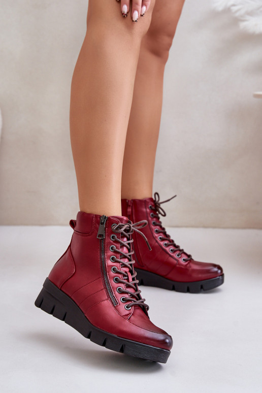 réchauffer Bottes pour femmes avec une plateforme I Koturnie Bourgogne Savindria  réchauffer Bottes pour femmes avec une plateforme I Koturnie Bourgogne Savindria