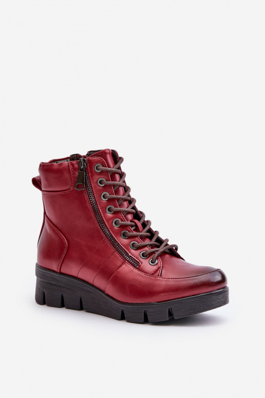 réchauffer Bottes pour femmes avec une plateforme I Koturnie Bourgogne Savindria  réchauffer Bottes pour femmes avec une plateforme I Koturnie Bourgogne Savindria