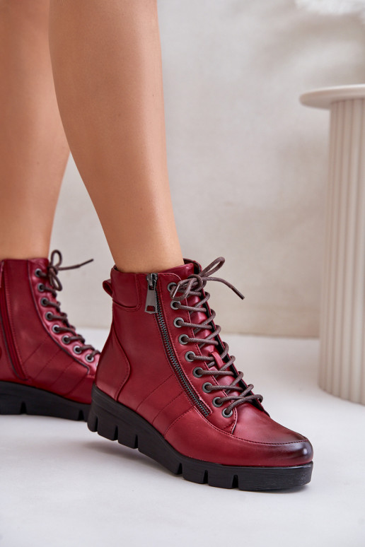 réchauffer Bottes pour femmes avec une plateforme I Koturnie Bourgogne Savindria  réchauffer Bottes pour femmes avec une plateforme I Koturnie Bourgogne Savindria