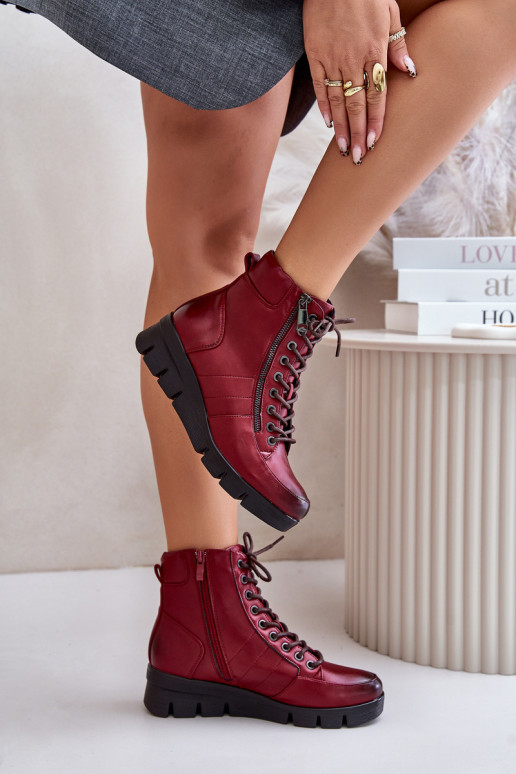 réchauffer Bottes pour femmes avec une plateforme I Koturnie Bourgogne Savindria  réchauffer Bottes pour femmes avec une plateforme I Koturnie Bourgogne Savindria