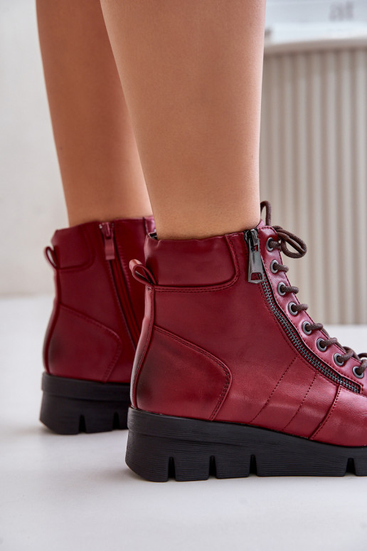 réchauffer Bottes pour femmes avec une plateforme I Koturnie Bourgogne Savindria  réchauffer Bottes pour femmes avec une plateforme I Koturnie Bourgogne Savindria