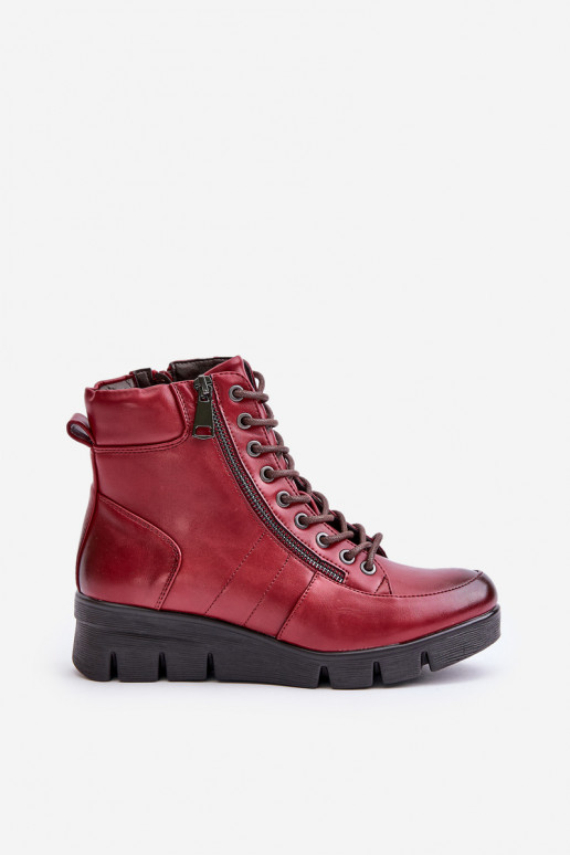 réchauffer Bottes pour femmes avec une plateforme I Koturnie Bourgogne Savindria  réchauffer Bottes pour femmes avec une plateforme I Koturnie Bourgogne Savindria