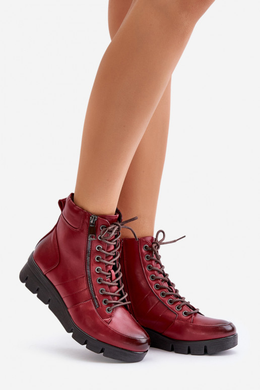 réchauffer Bottes pour femmes avec une plateforme I Koturnie Bourgogne Savindria  réchauffer Bottes pour femmes avec une plateforme I Koturnie Bourgogne Savindria