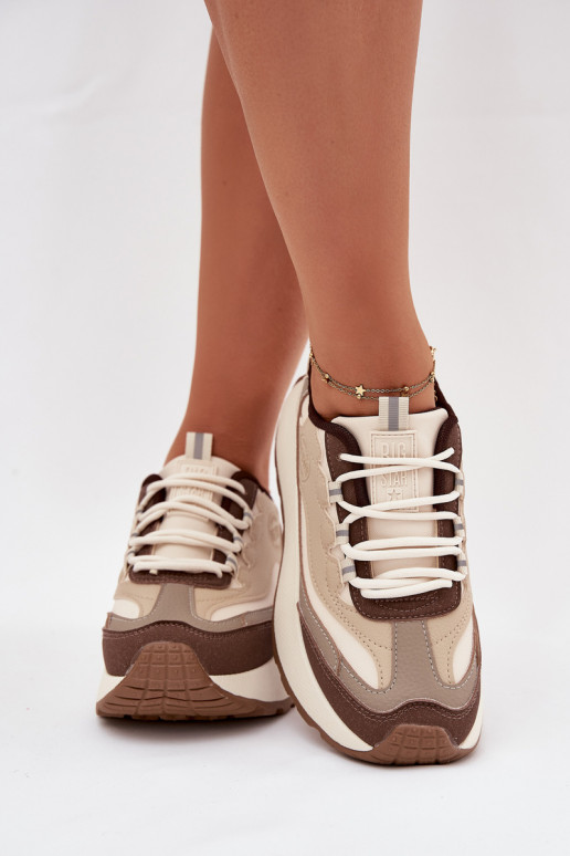 Chaussures modèle baskets Féminin avec une plateforme Big Star SS274002 HI-POLY SYSTEM beige