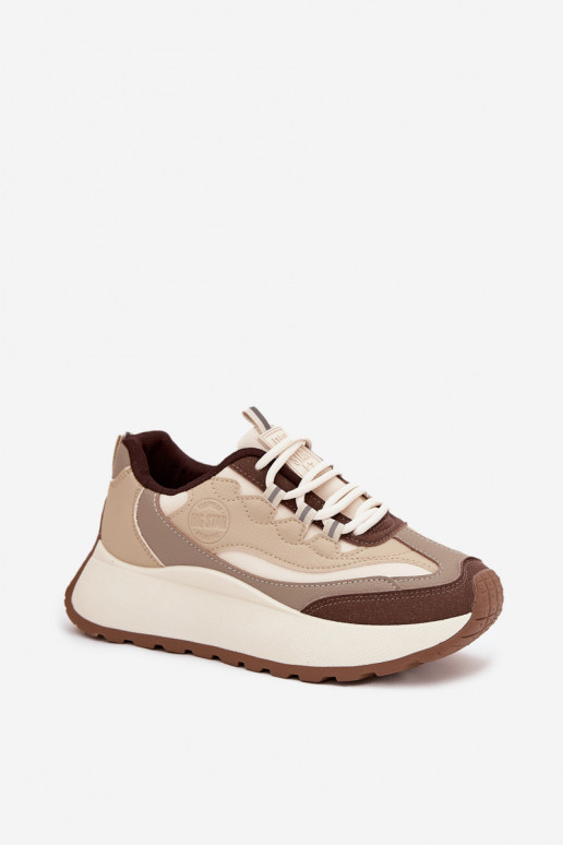 Chaussures modèle baskets Féminin avec une plateforme Big Star SS274002 HI-POLY SYSTEM beige