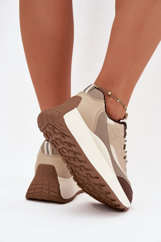 Chaussures modèle baskets Féminin avec une plateforme Big Star SS274002 HI-POLY SYSTEM beige