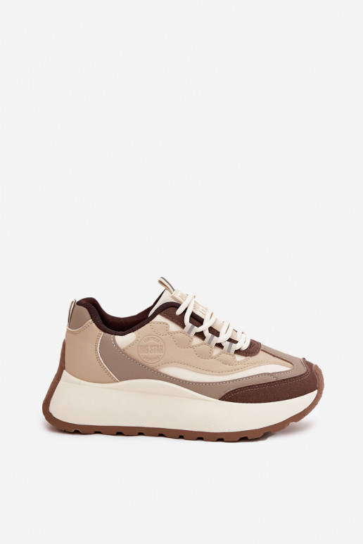 Chaussures modèle baskets Féminin avec une plateforme Big Star SS274002 HI-POLY SYSTEM beige