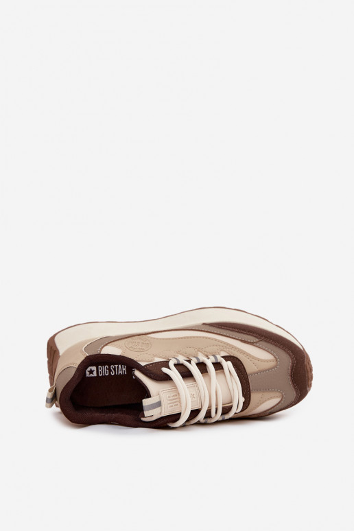 Chaussures modèle baskets Féminin avec une plateforme Big Star SS274002 HI-POLY SYSTEM beige