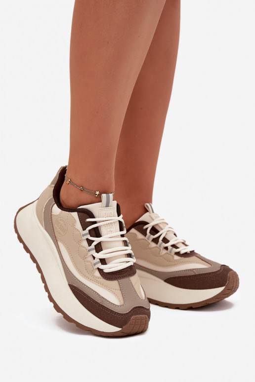 Chaussures modèle baskets Féminin avec une plateforme Big Star SS274002 HI-POLY SYSTEM beige