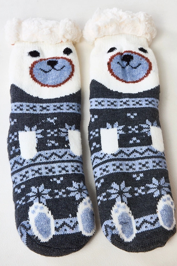 Chaussettes couleur graphite avec fourrure Lotis 2