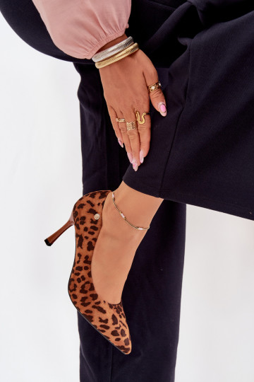 Chaussures à talons hauts pour femmes avec motif léopard « Vinceza 62264 » couleur marron