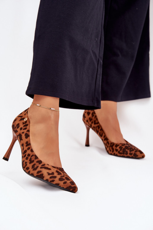 Chaussures à talons hauts pour femmes avec motif léopard « Vinceza 62264 » couleur marron