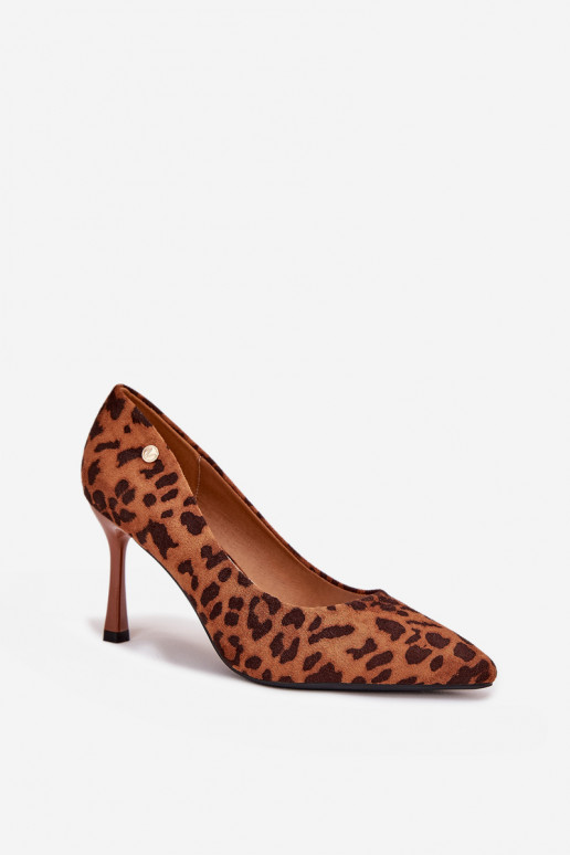 Chaussures à talons hauts pour femmes avec motif léopard « Vinceza 62264 » couleur marron