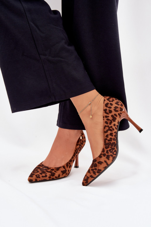 Chaussures à talons hauts pour femmes avec motif léopard « Vinceza 62264 » couleur marron