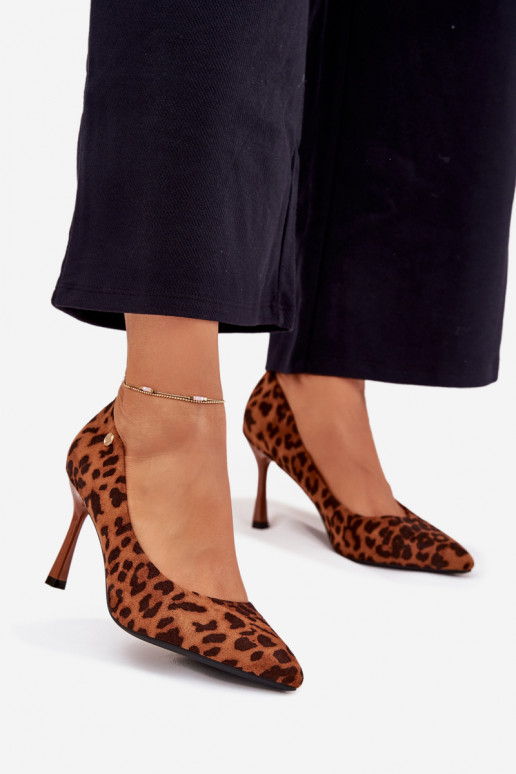 Chaussures à talons hauts pour femmes avec motif léopard « Vinceza 62264 » couleur marron