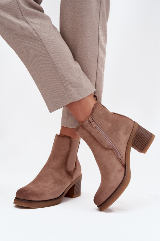 bottes élégantes Féminin avec des talons réchauffer beige Zelia