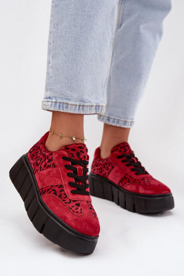 en daim réchauffer Chaussures modèle baskets Féminin avec une plateforme Vinceza 66841 avec des motifs en fourrure de léopard co 2