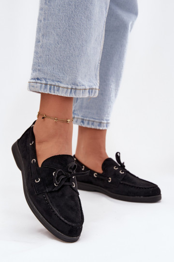 Mocassins en cuir noirs pour femmes avec détails stylés Calivra