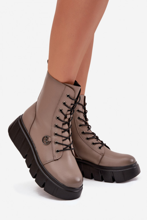 Bottines de travail Féminin avec une plateforme réchauffer Vinceza 58588 beige